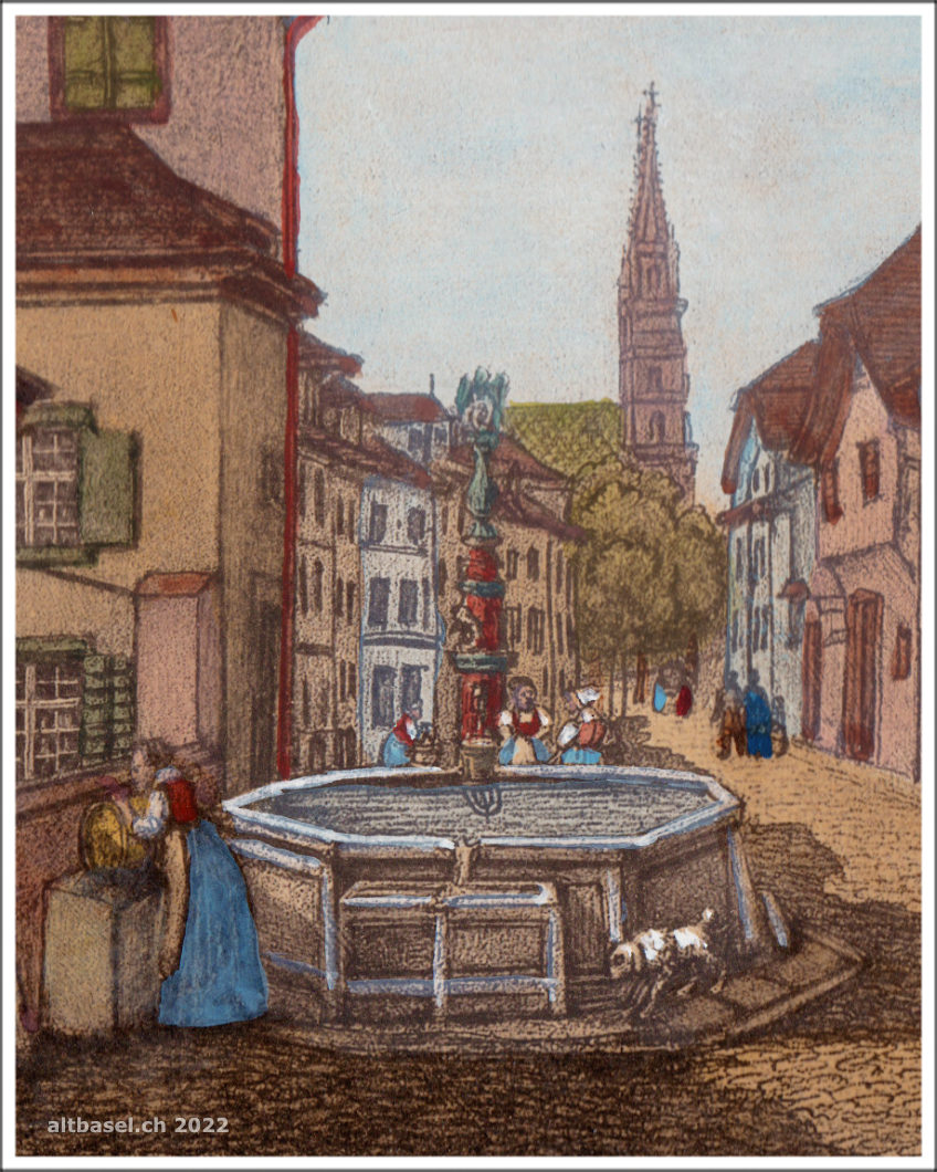 der brunnen an der augustinergasse um 1843 auf einer alten grafik
